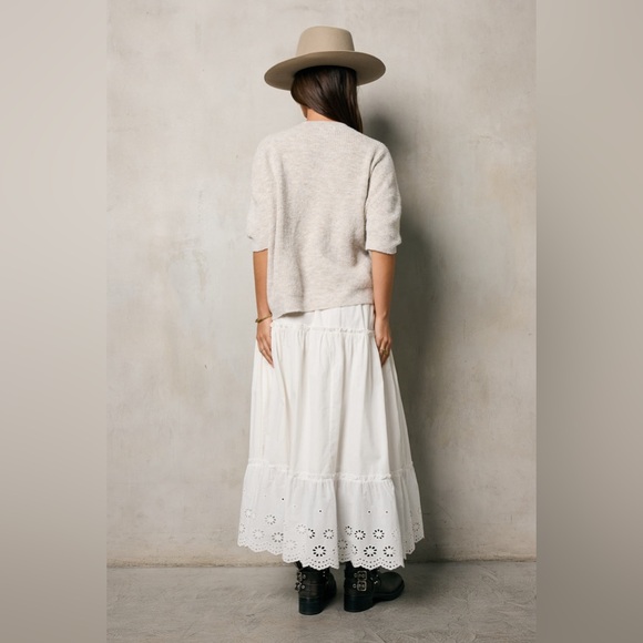 #337 New! Eyelet Cotton White linned Maxi Skirt - Picture 4 of 4